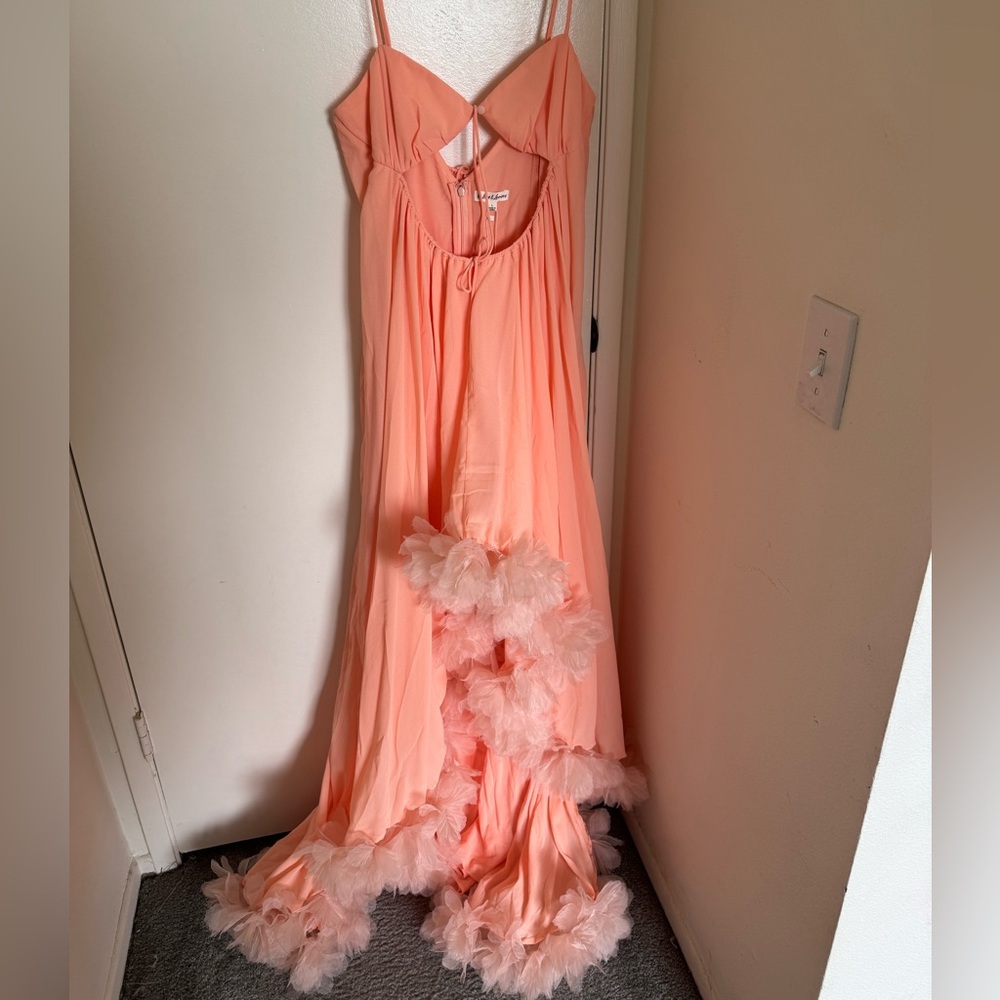 Elegant Peach Nightgown with Ruffle Details